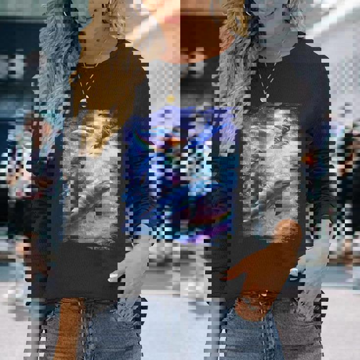 Galaxy Dolphin 宇宙のイルカ 長袖Tシャツ 彼女への贈り物