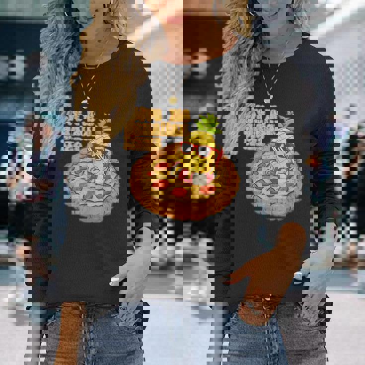 Give Me ハワイアンピザ パイナップル ピザ愛好家 ハワイアンピザ 長袖Tシャツ 彼女への贈り物