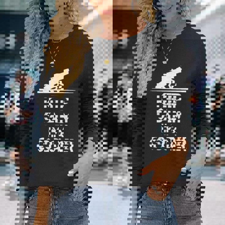 Gooner フットボールファン Keep Calm Gooner アーセナルギフト 長袖Tシャツ 彼女への贈り物