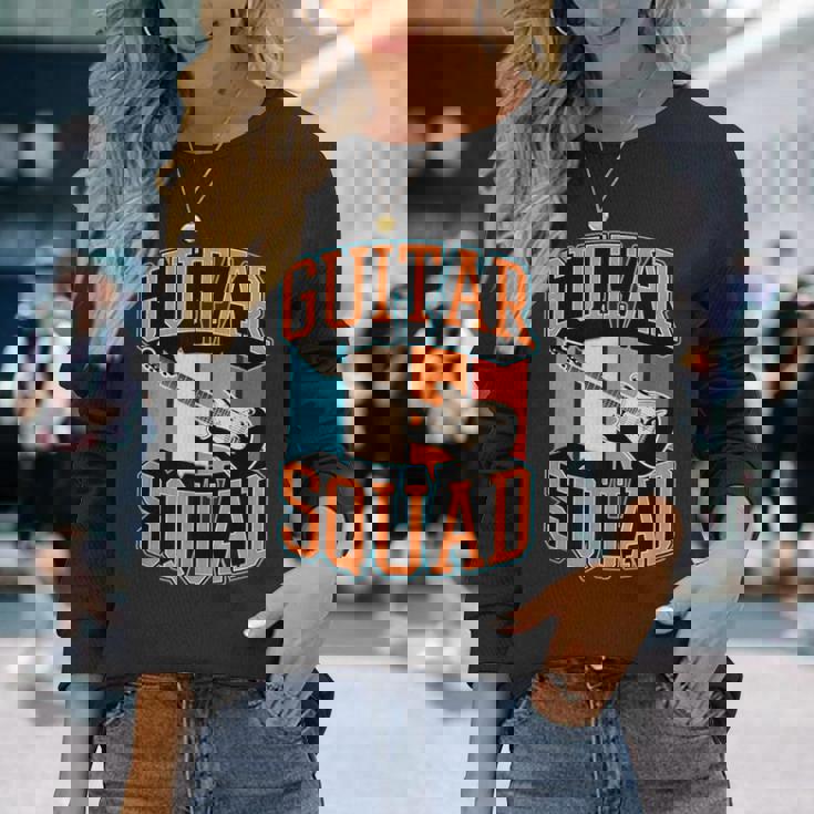 Guitarquad マッチング レトロ ヴィンテージスタイル ギターバンド 長袖Tシャツ 彼女への贈り物