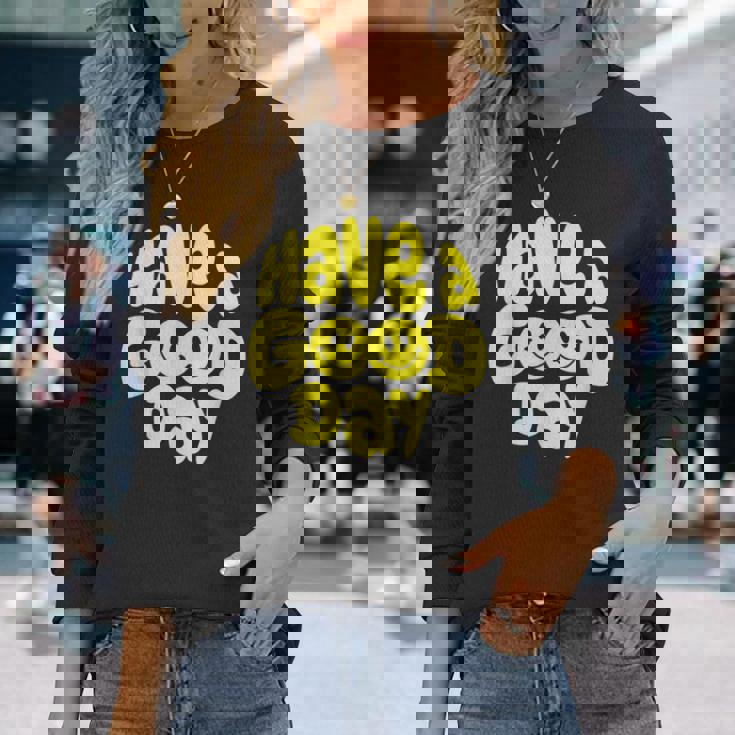 Have A Good Day レトロ ハッピーフェイス 90年代 スマイルフェイス 美学 長袖Tシャツ 彼女への贈り物