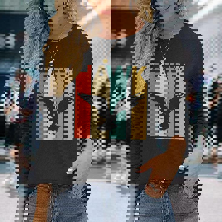 Hawk 鷹 動物 長袖Tシャツ 彼女への贈り物