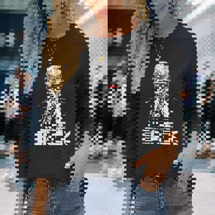 I'll Be Back 2024 ドナルド・トランプ 大統領用 おもしろサングラス 長袖Tシャツ 彼女への贈り物