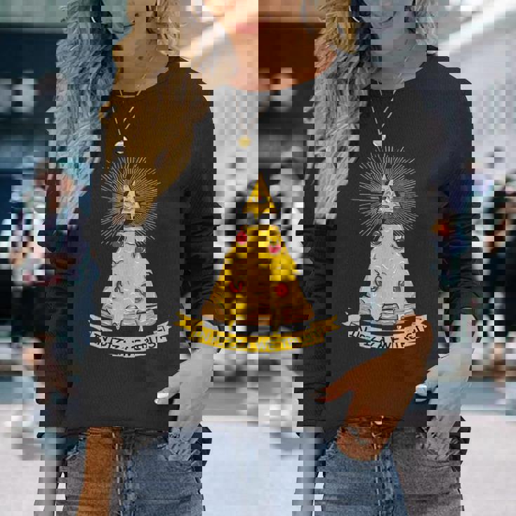 In Pizza We Trust イルミナティピザ 長袖Tシャツ 彼女への贈り物