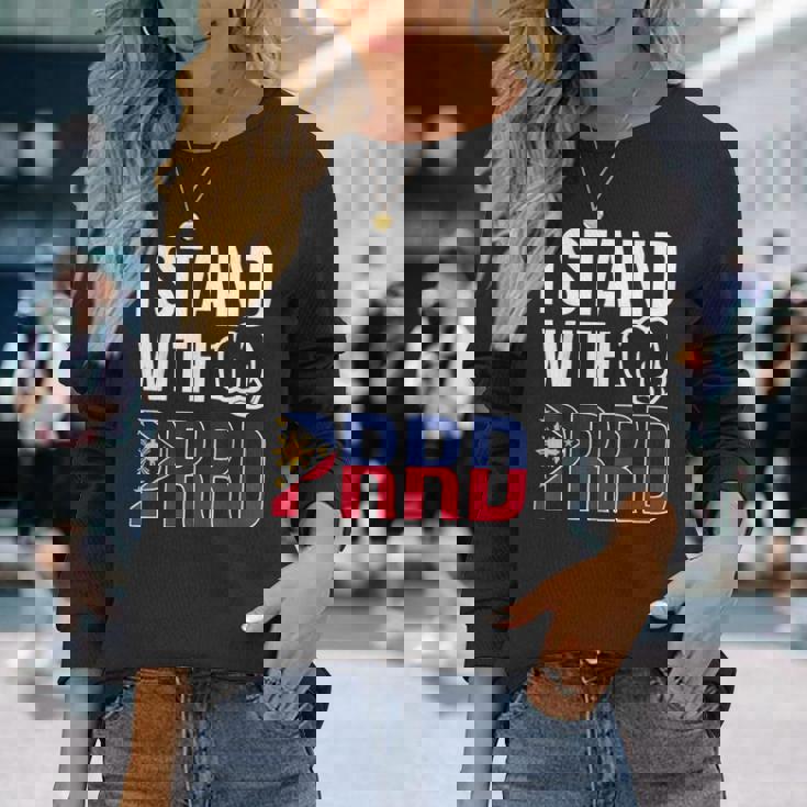 Itand With Prrd Du30 サポーター フィリピン国旗拳ポンプ 長袖Tシャツ 彼女への贈り物