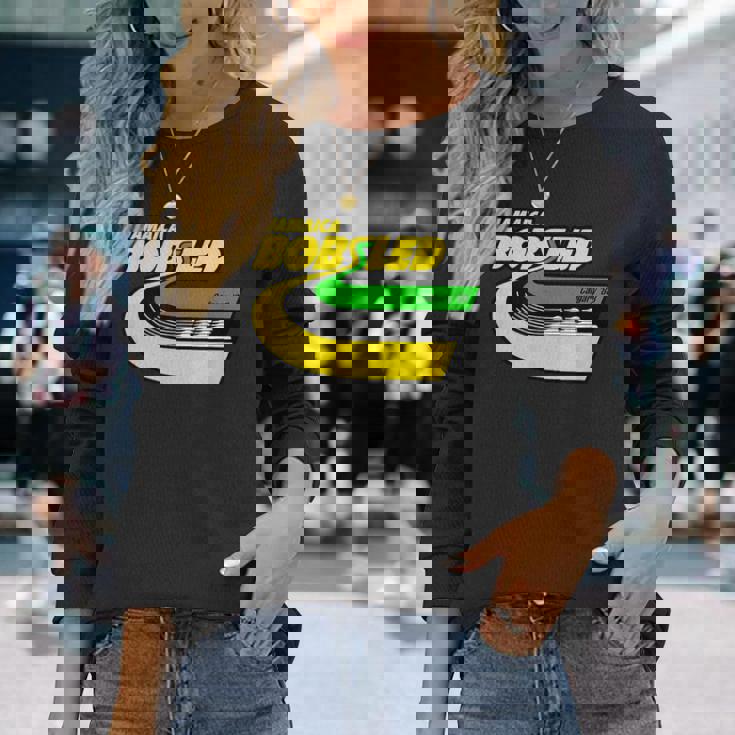 Jamaica Bobsled レトロなボブスレー チーム ジャマイカの国旗 長袖Tシャツ 彼女への贈り物