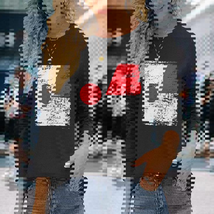 Japanese Flag Indonesiaインドネシアの遺産 インドネシアのルーツ 日本の国旗 インドネシアの国旗 長袖Tシャツ 彼女への贈り物