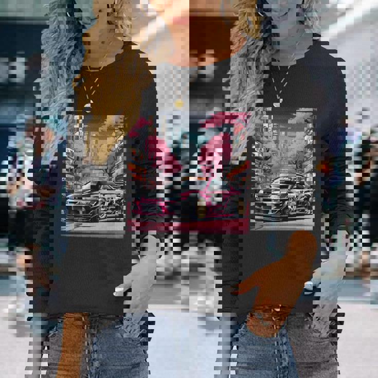 Jdm レトロ 和 ドリフト 車 東京 スカイライン 桜 長袖Tシャツ 彼女への贈り物