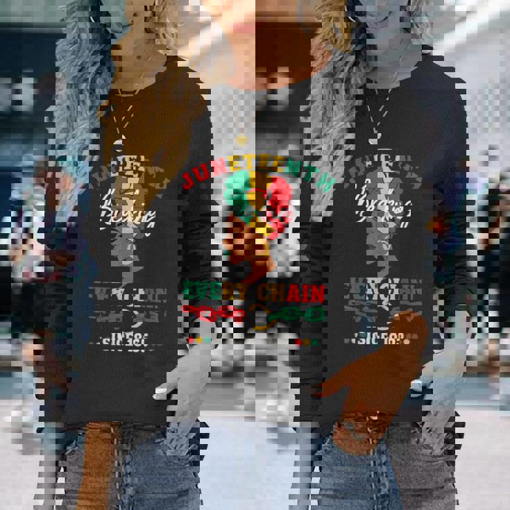 Junenth Breaking Every Chainince 1865 レディース メンズ 長袖Tシャツ 彼女への贈り物