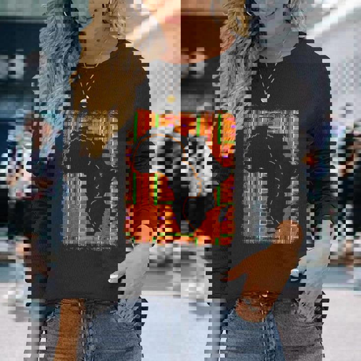 Junenth History Freedom アフリカ地図 ケンテ女王 長袖Tシャツ 彼女への贈り物