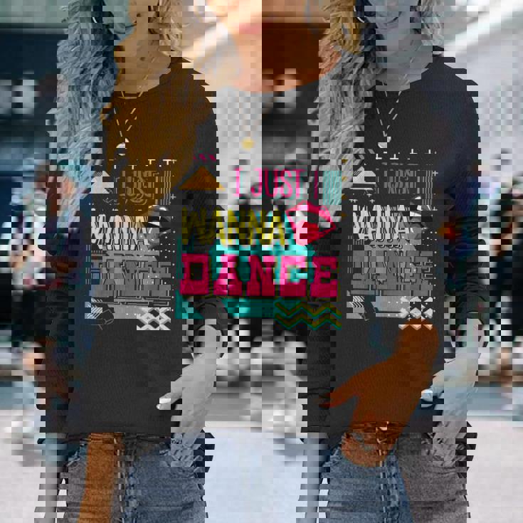 I Just Wanna Dance Lovers ファニーダンシングファン レトロダンサー 長袖Tシャツ 彼女への贈り物