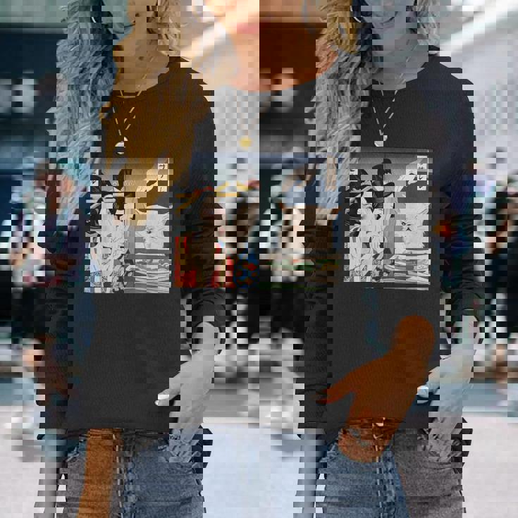 Lady Yelling At Cat Meme 長袖Tシャツ 彼女への贈り物