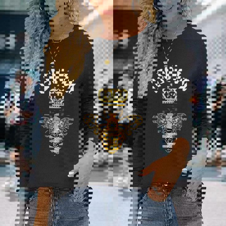 Lennon Name Lennon 誕生日プレゼント 女王冠 蜂 レノン 長袖Tシャツ 彼女への贈り物