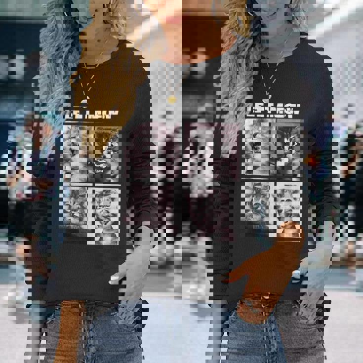 Let It Meow 面白い猫子猫の歌うギフト 長袖Tシャツ 彼女への贈り物