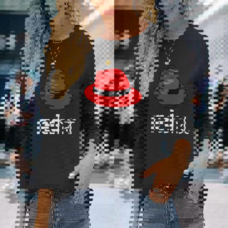 Linuxレッドハット愛好家tシャツペンギンタックスオープンソースos 長袖Tシャツ 彼女への贈り物