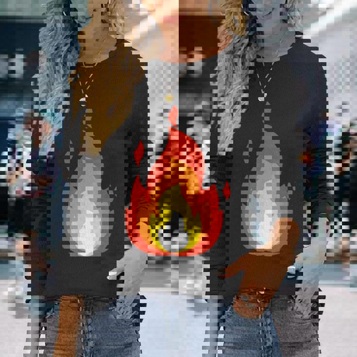 Lit Fire Flame ホットバーニングビーチパーティー 長袖Tシャツ 彼女への贈り物