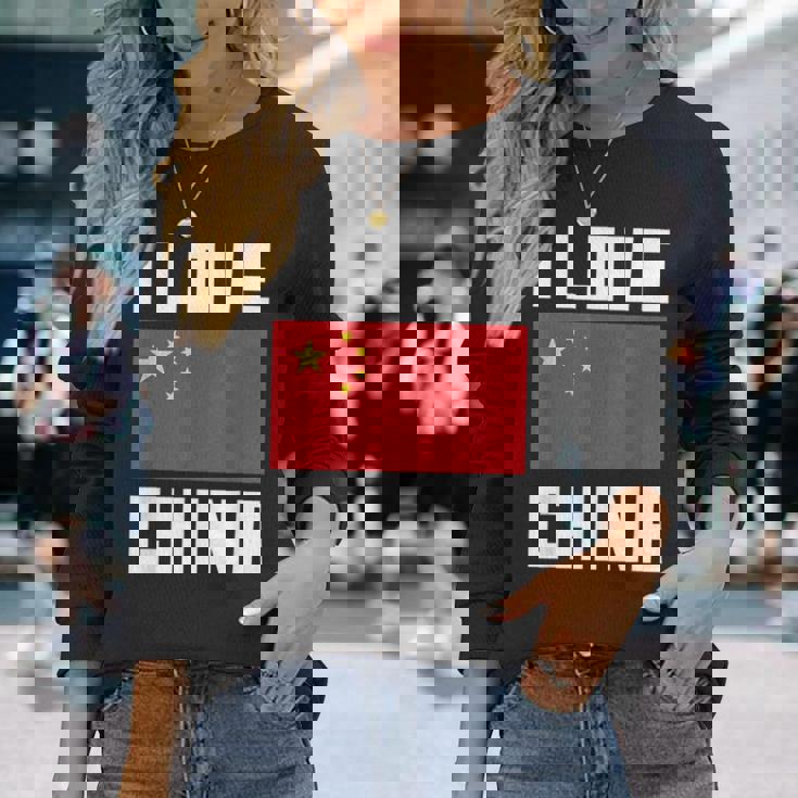 I Love China I Heart China 家族旅行 中国国旗 長袖Tシャツ 彼女への贈り物