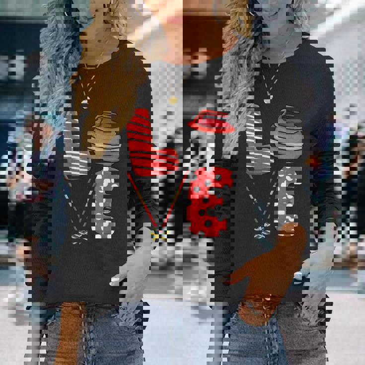 Love Curling ほうき スクワッド カーラー カーリング バレンタインデー 長袖Tシャツ 彼女への贈り物