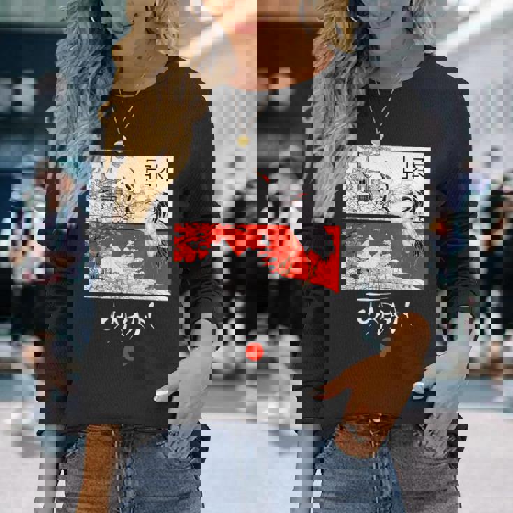 I Love Japan Culture Enjoy Cool Japan Red-Crowned Crane 長袖Tシャツ 彼女への贈り物