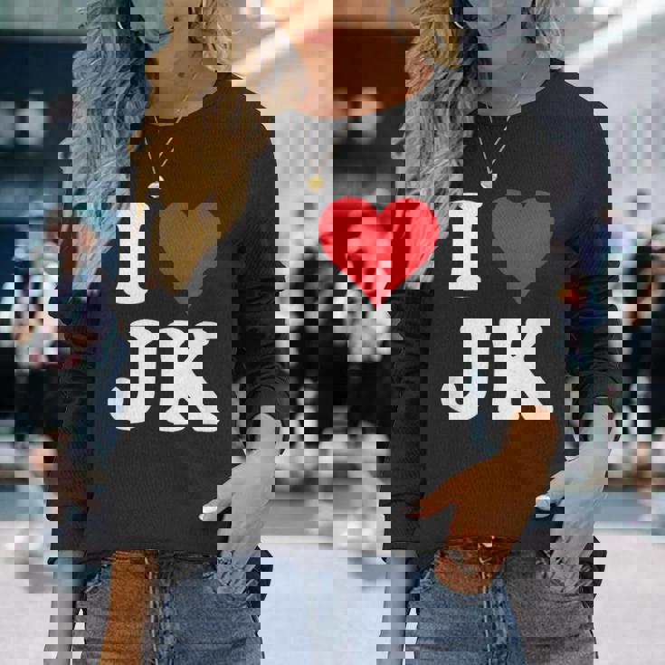 I Love Jk Initials I Heart JK First Last Name J K 長袖Tシャツ 彼女への贈り物