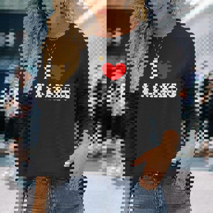 I Love Kaho 私は愛する Kaho 長袖Tシャツ 彼女への贈り物