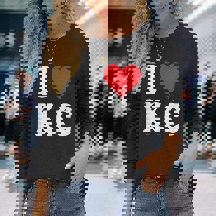 I Love Kc Initials I Heart KC First Last Name K C 長袖Tシャツ 彼女への贈り物