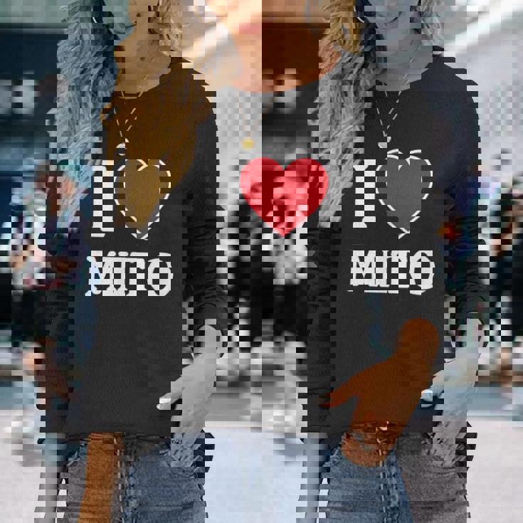 I Love Mito、ハートのある日本の都市 長袖Tシャツ 彼女への贈り物