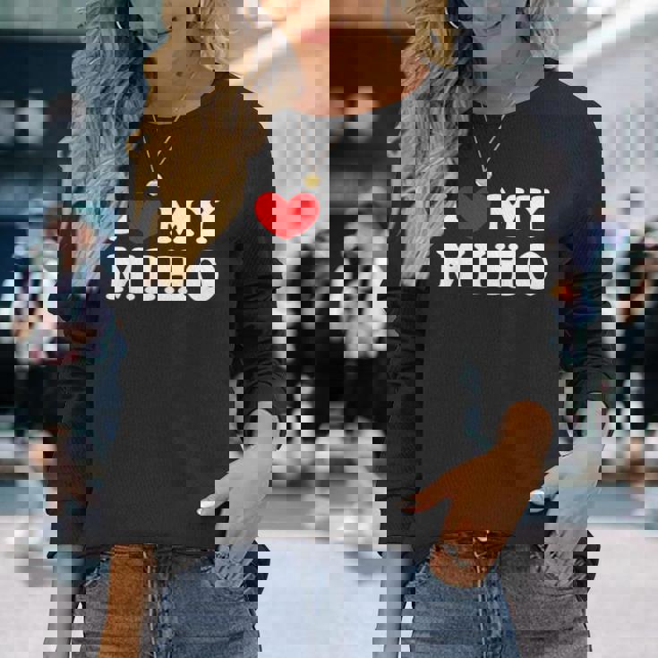 I Love My Miho みほが大好き 長袖Tシャツ 彼女への贈り物