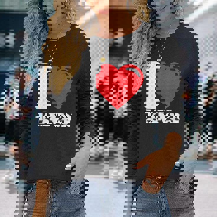 I Love Taiwan 台北国旗 ハートトラベル 台湾製品 長袖Tシャツ 彼女への贈り物