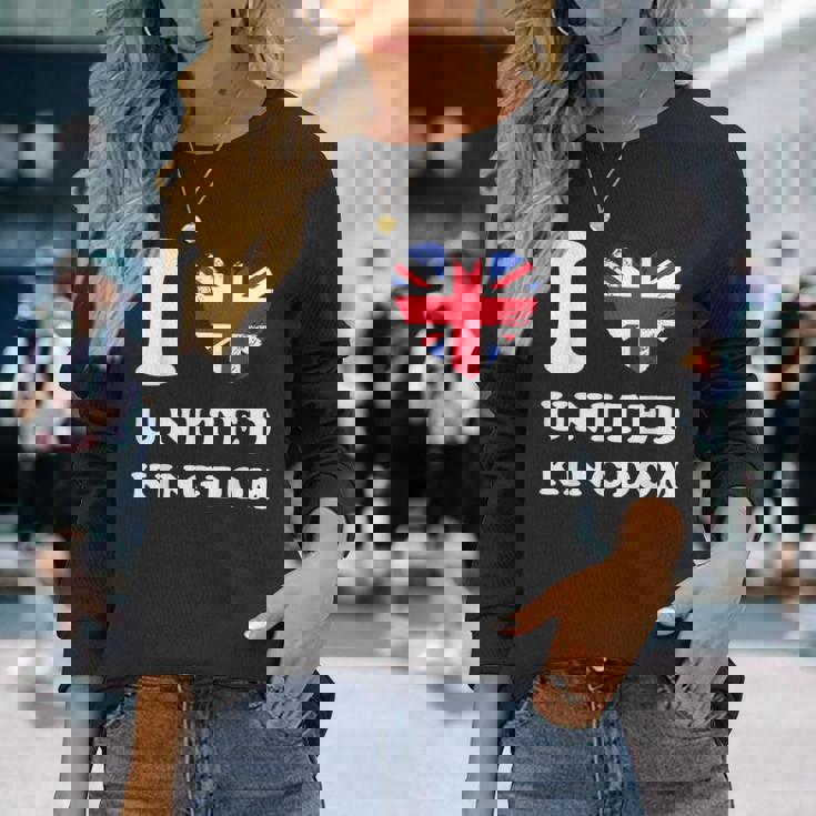 I Love United Kingdom ハートフラッグ イギリス Uk グレートブリテン 長袖Tシャツ 彼女への贈り物