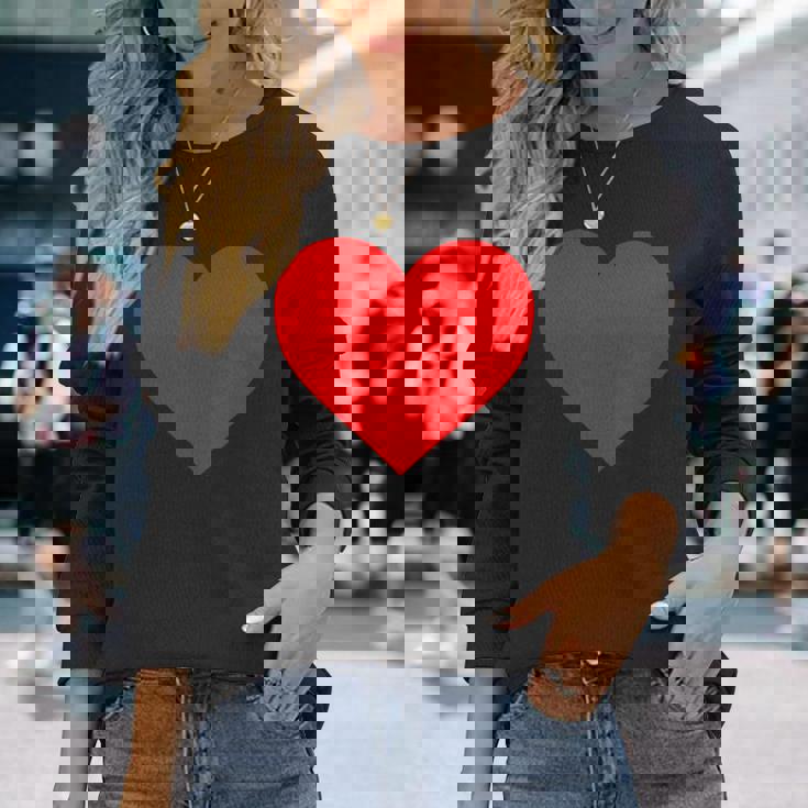 I Love You レッドハート バレンタインデー 絵文字 長袖Tシャツ 彼女への贈り物