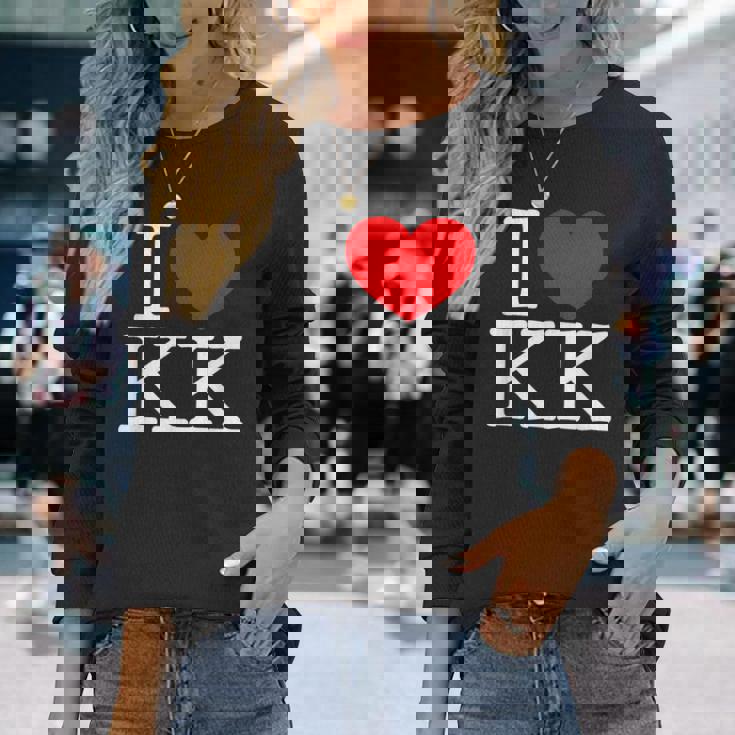 I Love ハート Kk 長袖Tシャツ 彼女への贈り物