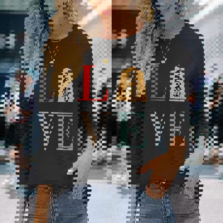 Love 王将 将棋 駒 面白いtシャツ おもしろ グッズ 服 筆文字 文字入り 面白い 文字 ネタ メンズ 長袖Tシャツ 彼女への贈り物