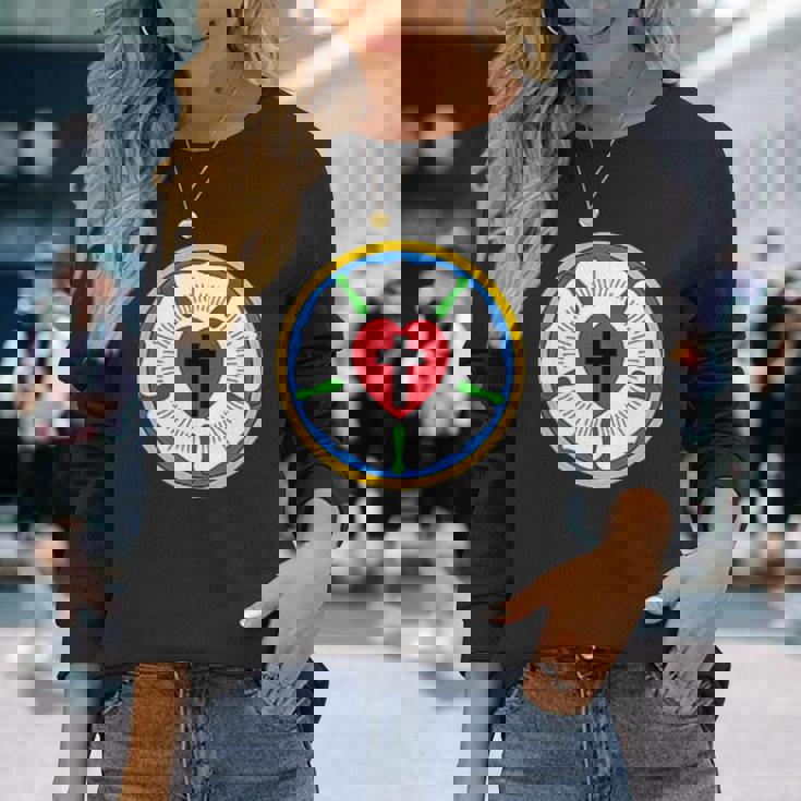 Lutheran Church Luther Roseeal ロゴ エンブレム 長袖Tシャツ 彼女への贈り物