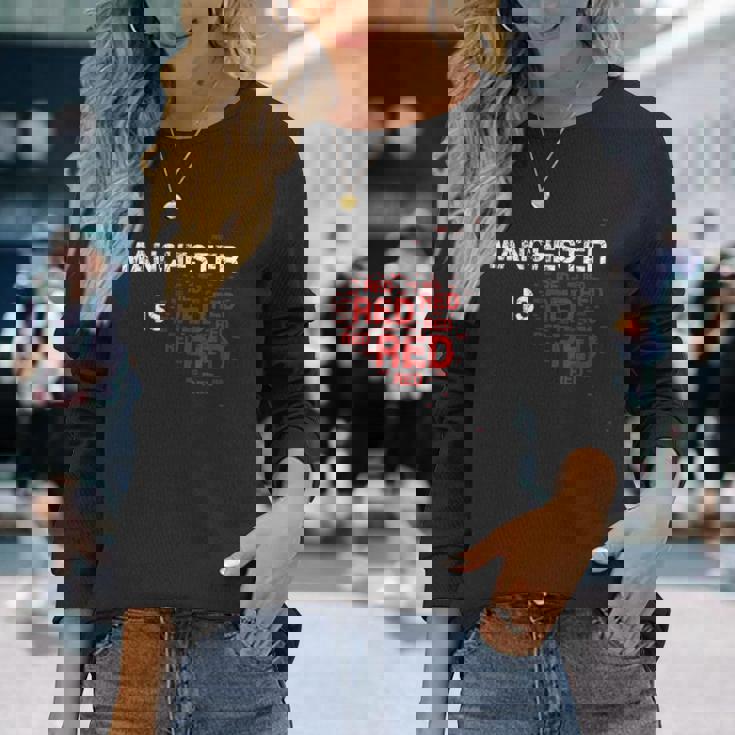 Manchester Is Red ファニー ユナイテッド フットボール サポーター 長袖Tシャツ 彼女への贈り物