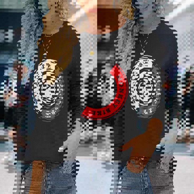 Monkey Bike レッドグラフィック 長袖Tシャツ 彼女への贈り物