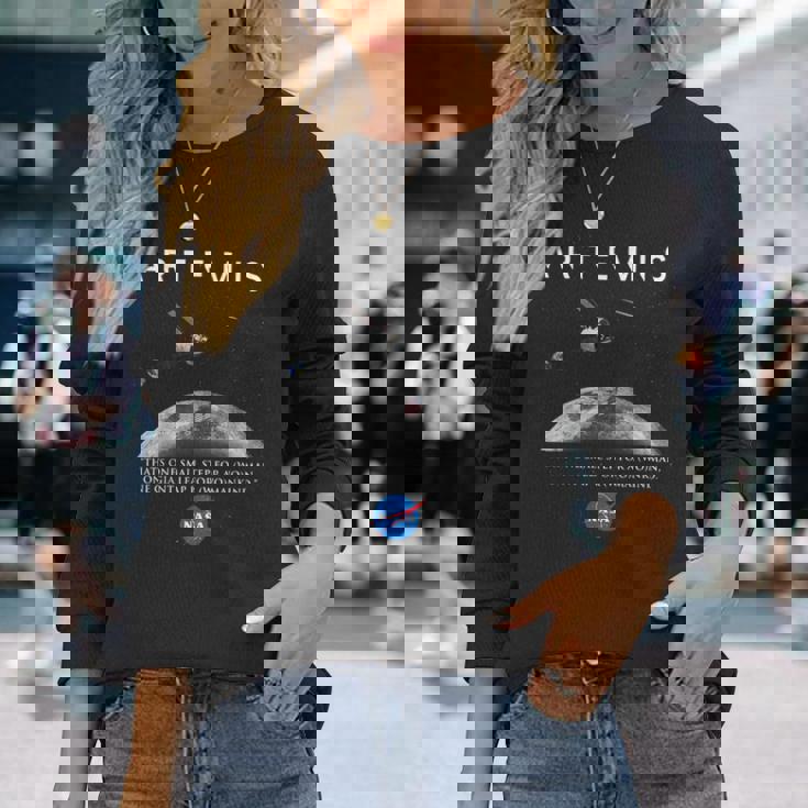 Nasa アルテミス オリオン ムーン インシグニア ミートボール ロゴ 長袖Tシャツ 彼女への贈り物