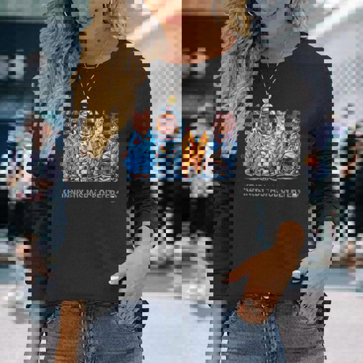 Nasa宇宙飛行士宇宙-猫の飛行服は両側で涼しい 長袖Tシャツ 彼女への贈り物