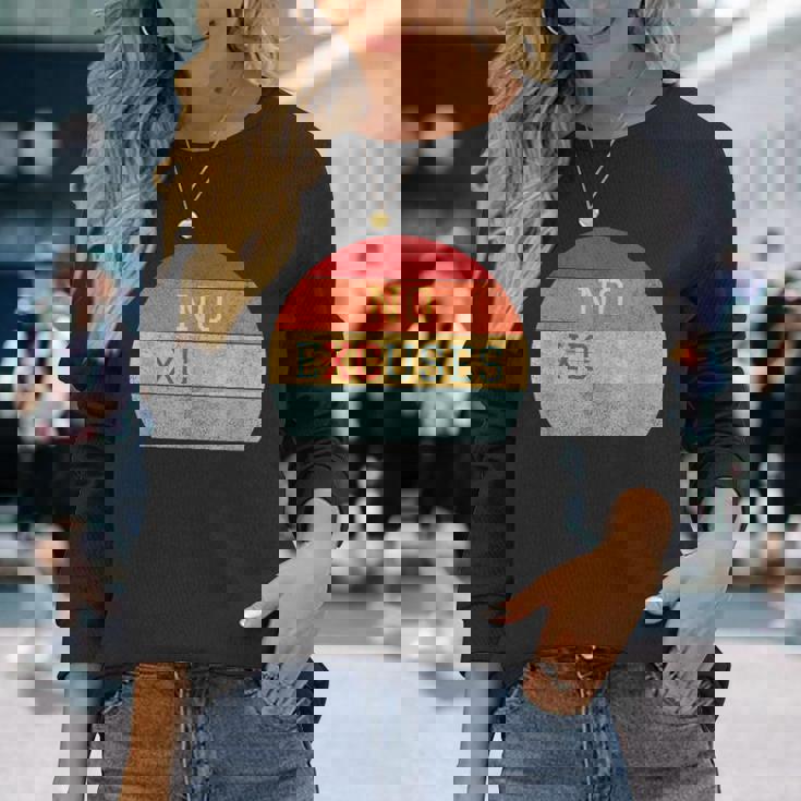 No Excuses クロスカントリー 陸上競技 ランニング 長袖Tシャツ 彼女への贈り物