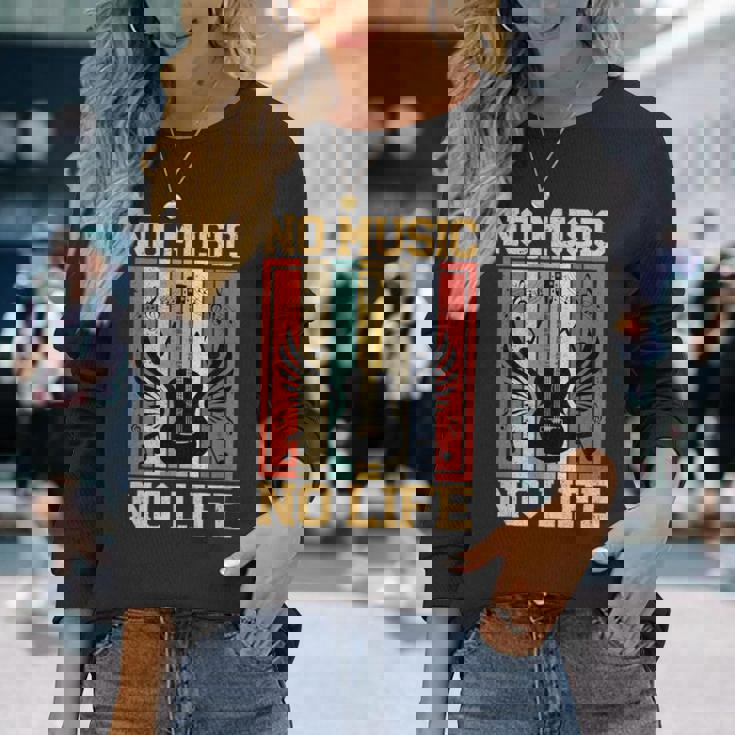 No Music No Life 音符ミュージシャン 長袖Tシャツ 彼女への贈り物