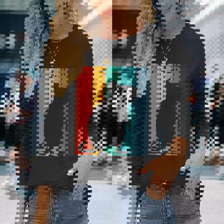 Octodon Degus 格言 ヴィンテージ シルエット レトロ デグ 長袖Tシャツ 彼女への贈り物