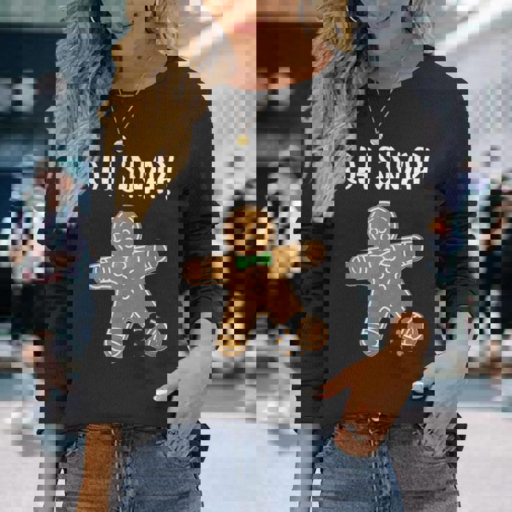 Ohnap ジンジャーブレッドマン クッキー 骨折脚 面白い 長袖Tシャツ 彼女への贈り物