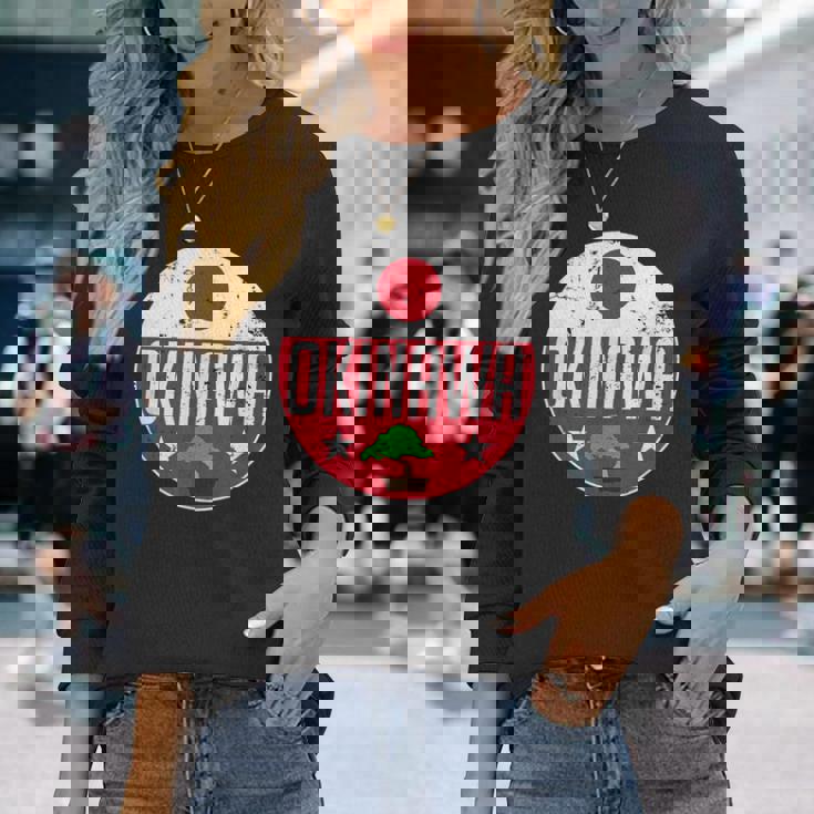 Okinawa Japanintage Flag Bonsai Tree Karateouvenir 長袖Tシャツ 彼女への贈り物