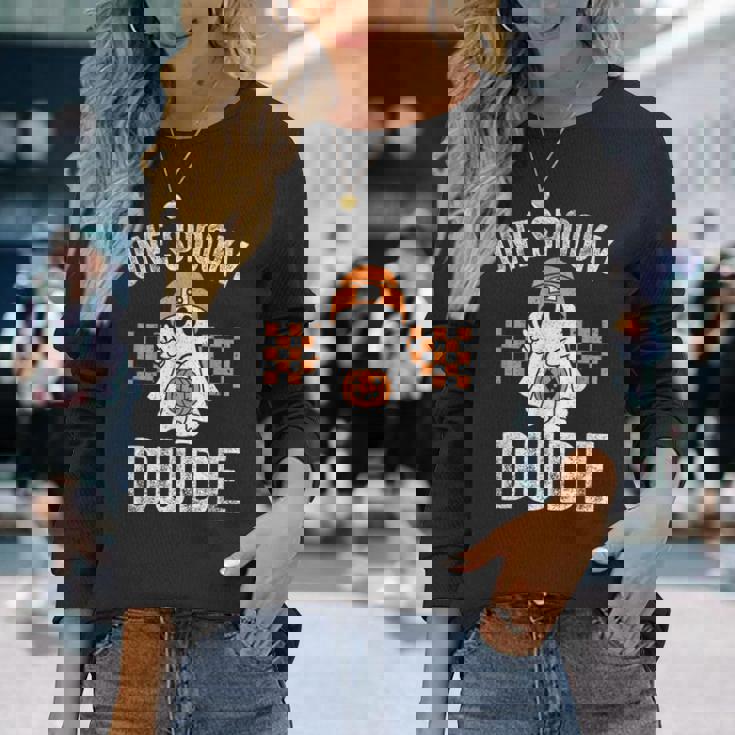 Onepooky Dude Ghost Dude ハロウィン 長袖Tシャツ 彼女への贈り物