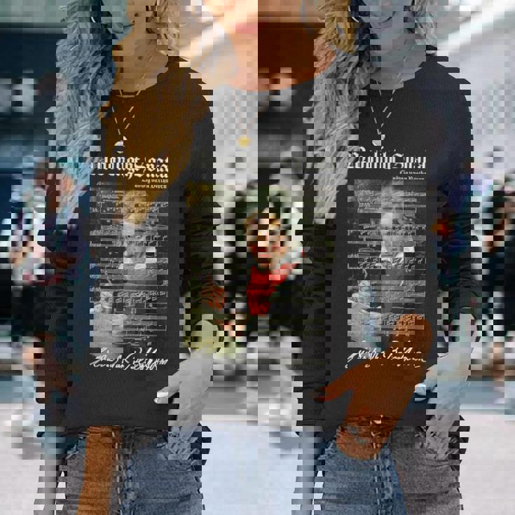 Op。 27ソナタ楽譜スコアベートーベン愛好家の肖像画 長袖Tシャツ 彼女への贈り物