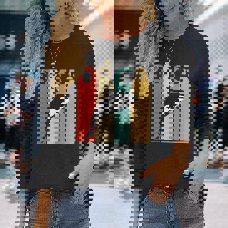 Orca シャチ 動物 長袖Tシャツ 彼女への贈り物