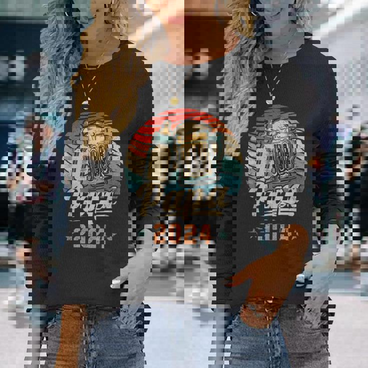 Papa 2024 年のパパ 初めての父の日 若いパパ 新しいパパ 長袖Tシャツ 彼女への贈り物