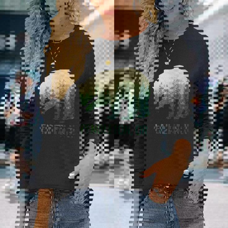 Pendleton Beartate Of Oregon Pacific Nw 野生動物 長袖Tシャツ 彼女への贈り物