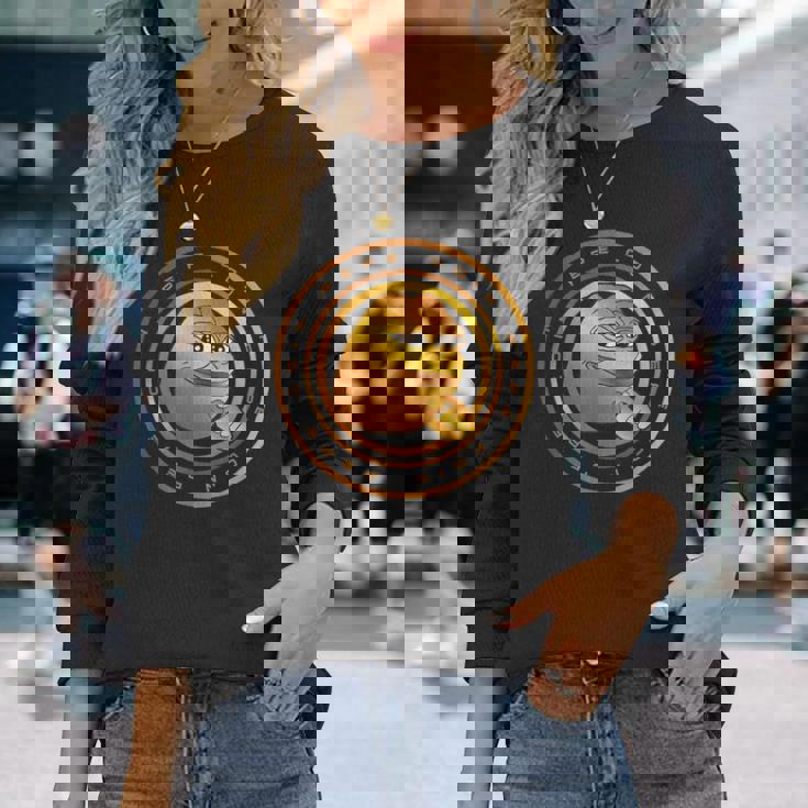 Pepe コイン 暗号通貨 Pepe デジタルミーム トレーダー トークン 長袖Tシャツ 彼女への贈り物