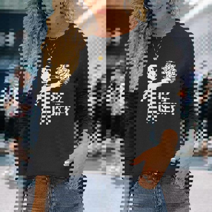 Plz Use Itarcatic Use Your Brain Cynicalays 長袖Tシャツ 彼女への贈り物